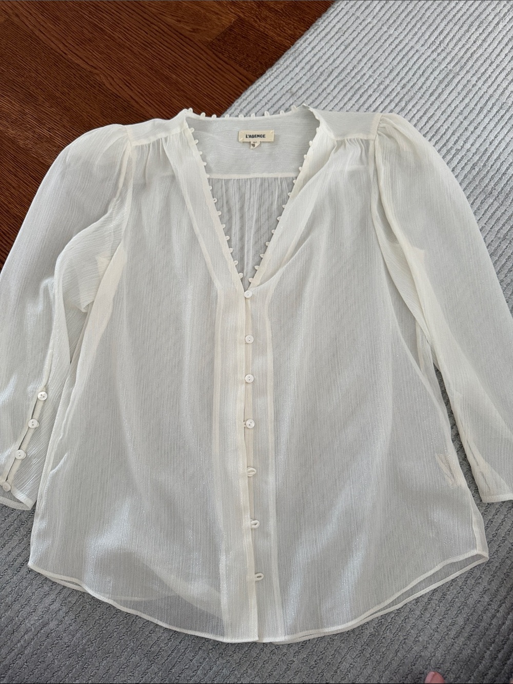 L’agence Ivory Sheer Button-Down Blouse